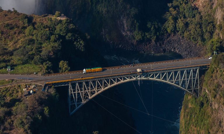Victoria Falls Bridge spanning the Zambezi Gorge between Zambia and Zimbabwe