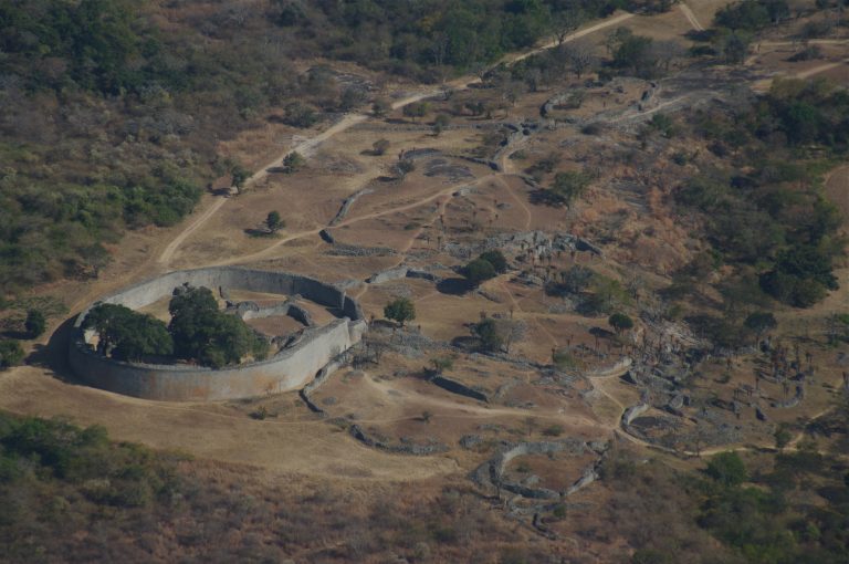Aerial view of Great Zimbabwe’s stone Great Enclosure, the medieval Shona capital that gave the country its name